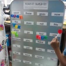 Word Wall Center Children Read The Word To A Partner Then Build The Word With The Magnet Letters This Word Wall Centers Oil Drip Pans Word Work Kindergarten