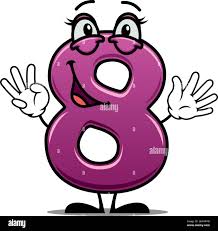 Adorable happy number 8 with a lopsided smile waving its hands suitable for  a childs birthday celebration. Cartoon vector illustration on white Stock  Vector Image & Art - Alamy