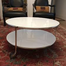 Round nesting coffee tables glass top coffee table. Ikea Strind Round White Glass Coffee Table Apartment Therapy S Bazaar