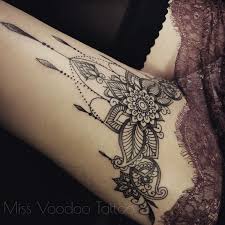 Henna Style Tattoo On Thigh Leg Tattoos Thigh Tattoo Tattoos