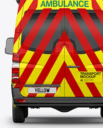 Download Van Ambulance Mockup Back View In Vehicle Mockups On Yellow Images Object Mockups PSD Mockup Templates