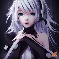 Black and white haired vocaloid vflower on Craiyon
