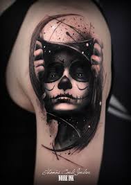 Face tattoos have become more recognized in the mainstream — modern women are making the choice to adorn their visages in this way more often. Girl Face Portrait Hand Tattoo Design
