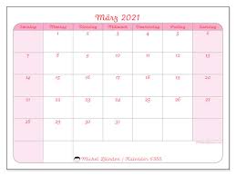 Diese kalendervorlage von 2021 wird sehr nützlich für sie sein sie können diesen kalender als urlaubstracker verwenden. Kalender Marz 2021 Sonntag Samstag Michel Zbinden De