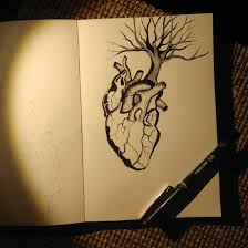 Colorful drawings on squared paper. A Drawing Of A Tree Growing From A Heart Drawing