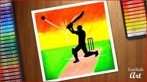 How To Draw Cricket Batsman Playing Shot Oil Pastels Drawing Tutorial Pastel Drawing Drawing Tutorial Oil Pastel