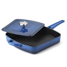 Calphalon 1821047 Simply Enamel Cast Iron Grill Pan And Press 11 Inch Blue For More Inform Cast Iron Grill Cast Iron Grill Pan Enameled Cast Iron Cookware