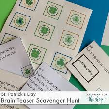 You can still write out the clues on paper! St Patrick S Day Brain Teaser Scavenger Hunt Teach Mama