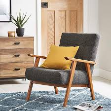 Arkin Wooden Frame Accent Chair Grey In 2020 Accent Chairs Grey Wooden Chairs Wooden Frame Sofa