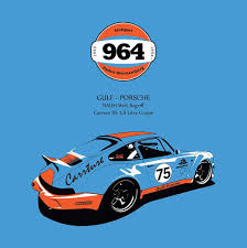 Gulf Racing Porsche 964 Automotive Art Print Stickers Voiture Voitures Porsche Porsche