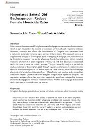 PDF) Negotiated Safety? Did Backpage.com Reduce Female Homicide Rates
