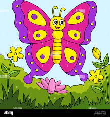Butterfly Cartoon Colored Animal Illustration Stock Vector Image & Art -  Alamy