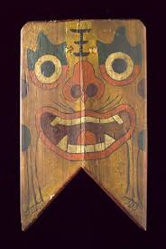 Wooden Shield Painted With A Demon S Face Chinese 19th Century A Wooden Sign Painted With A Demon S Face Hung Over Doors In China To Scare Away Demons In