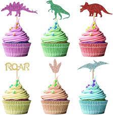 Buy 24pcs Glitter Dinosaur Cupcake Toppers Picks Bright Dinosaur Cupcake Decorations For Boys Kids Birthday Party Dino Themed Party Baby Shower Online In Usa B092lkh731