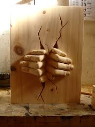 Wooden Sculpture Made By S Carving Hands Out Of The Wall Wood Carving Art Wood Carving Patterns Unique Wood Carving
