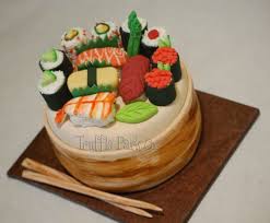 Sushi Cake For A Casual Japanese Or Asian Theme Party From Truffle Park On Multiply Sushi Cake Sushi Cake Birthday Sushi Dinner Party