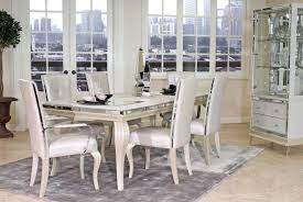 The hollywood swank bedroom collection quality and attention to detail are masterfully blended throughout the entire collection, which features lovely shapes, luxurious fabrics, distinctive details, and faux wraps. The Hollywood Loft Dining Table Collection In Frost By Aico