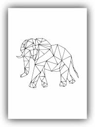 Black And White Geometric Animal Drawings Elefant Geometric Geometrisches Zeichnen Elefant Zeichnung Geometrisch