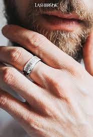 Cobaltx2 This Cool Customring Features A Cobalt Chrome Band With Polished Segmented Edges And A Pres Custom Mens Wedding Rings Mens Wedding Rings Men S Rings