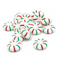 Attach sliced almonds for ears and licorice pieces for tails. Felt Peppermint Candy Christmas Candy