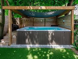 Swim Spa With Awning Swim Spa Swim Spa Landscaping Swimming Pools Backyard