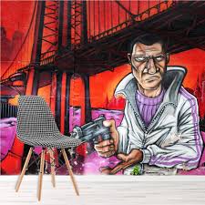 Gangster teddy bear yellow hd, cartoon/comic. Graffiti Gangster Street Art Wall Mural Wallpaper