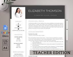 Google Docs Resume Template Teacher Resume Template Google Etsy Teacher Resume Template Resume Template Word Resume Template Professional