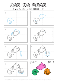 The seashell is the shell of a marine mollusk. How To Draw Sea Shells Rainbow Printables