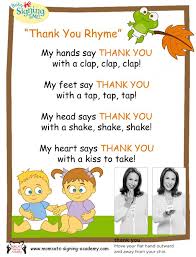 Thank You Rhyme Momcat S Signing Academy Preschool Songs Thanksgiving Lessons Classroom Songs