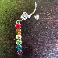 Rainbow Belly Button Ring Belly Button Piercing Jewelry Belly Jewelry Belly Button Rings