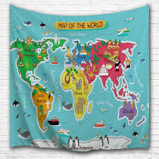 Cartoon World Map 3d Printing Home Wall Hanging Tapestry For Decoration Tapestry Wall Hanging Hanging Tapestry Tapestry Online