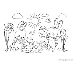 May 13, 2021 looking for super cute easter coloring pages? Cute Bunnies With Easter Eggs Coloring Pages Bunny Coloring Pages Coloring Pages For Kids And Adults