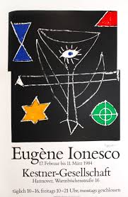 Eugene Ionesco Kestner Gesellschaft 1986 Eugene Ionesco Kestner Gesellschaft Hannover 1986 Original Farblithographie Handsigniert 83 5 Hannover Plakat