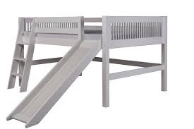 Full Low Loft Bed With Slide Mission White