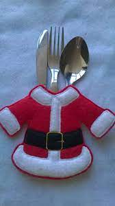 Noel Porte Couverts Porte Couverts Pour Noel Support De Etsy Noel En Feutrine Papa Noel Noel