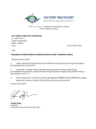 Surat pengalaman kerja sebaiknya dibuat dengan singkat dan sang pembaca pun berharap dapat memahaminya dengan cepat. Surat Penamatan Perkhidmatan