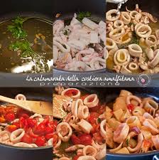 Paccheri, calamari, pomodorini freschi, prezzemolo e aglio. Bolli Bolli Pentolino La Calamarata Della Costiera Amalfitana
