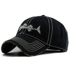 Men Embroidery Fish Bone Pattern Washed Baseball Cap Classic Breathable Outdoor Sunshade Hat Mens Hats Baseball Hats For Men Baseball Caps Mens