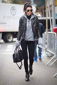 Women S Black Leather Biker Jacket Grey Hoodie Black Turtleneck Black Skinny Jeans Fashion Street Style Jacket Outfits