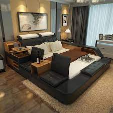 Bedroom Furniture Sets Modern Leather Queen Size Storage Bed Frame With Side Storage Cabinets Chairs Stool No Mattress B00q Bed Frame Storage Bed Framestorage B Mobilier De Chambre Ensemble Chambre A Coucher Meuble