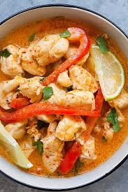 Spicy Chicken Curry With Red Curry Sauce With Coconut Milk Served In A Bowl Red Curry Chicken Curry Chicken Recipes Curry Recipes