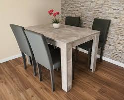 Dining room decor dining room design modern wood dining chair home modern dining chairs kitchen room dining table scandinavian dining. Modern Wood Stone Grey Dining Table 4 Pu Faux Leather Chairs Ebay