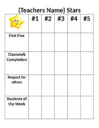 Star Chart By Michelle Connor Teachers Pay Teachers