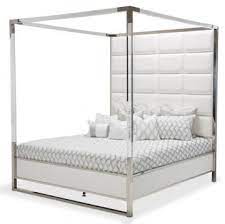 The atwater living cara metal canopy bed will leave you waking up feeling like royalty. Aico State St California King Metal Canopy Bed In Glossy White 9016000ck4 116