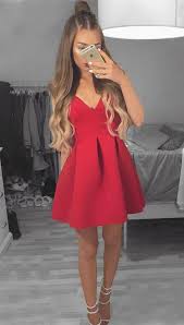 Short Prom Dresses Red V Neck Prom Party Gowns Fashion Semi Formal Dresses Vestidos Estampados Moda Vermelho Vestidos