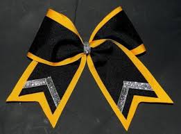 Black And Yellow Hair Bow Black Yellow And Silver Cheer Bow Cheer Bows Cheerleading Bows Cheer Bows Diy