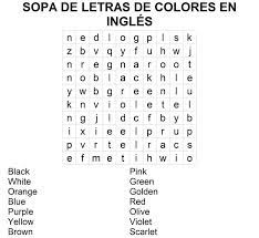 Sopa De Letras De Colores En Ingles Para Imprimir Colores En Ingles Sopa De Letras Sopa De Letras Para Ninos