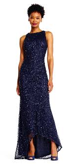 Navy Sequin Gown For Mother Of The Bride With High Low Hem Mother Of The Bride Dresses Long Mother Of The Bride Gown Mothers Dresses