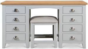 Artiss mirrored furniture dressing table dresser chest of drawers mirror stool. Julian Bowen Richmond Oak And Grey 8 Drawer Dressing Table With Stool Cfs Furniture Uk