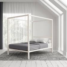 Vidaxl canopy bed frame grey metal 160x200cm bedroom double beds furniture. Modern Canopy Queen Metal Bed Multiple Colors White Walmart Com Walmart Com